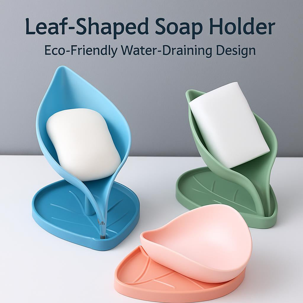 Leaf-Shaped Soap Holder in Blue, Green, and Pink