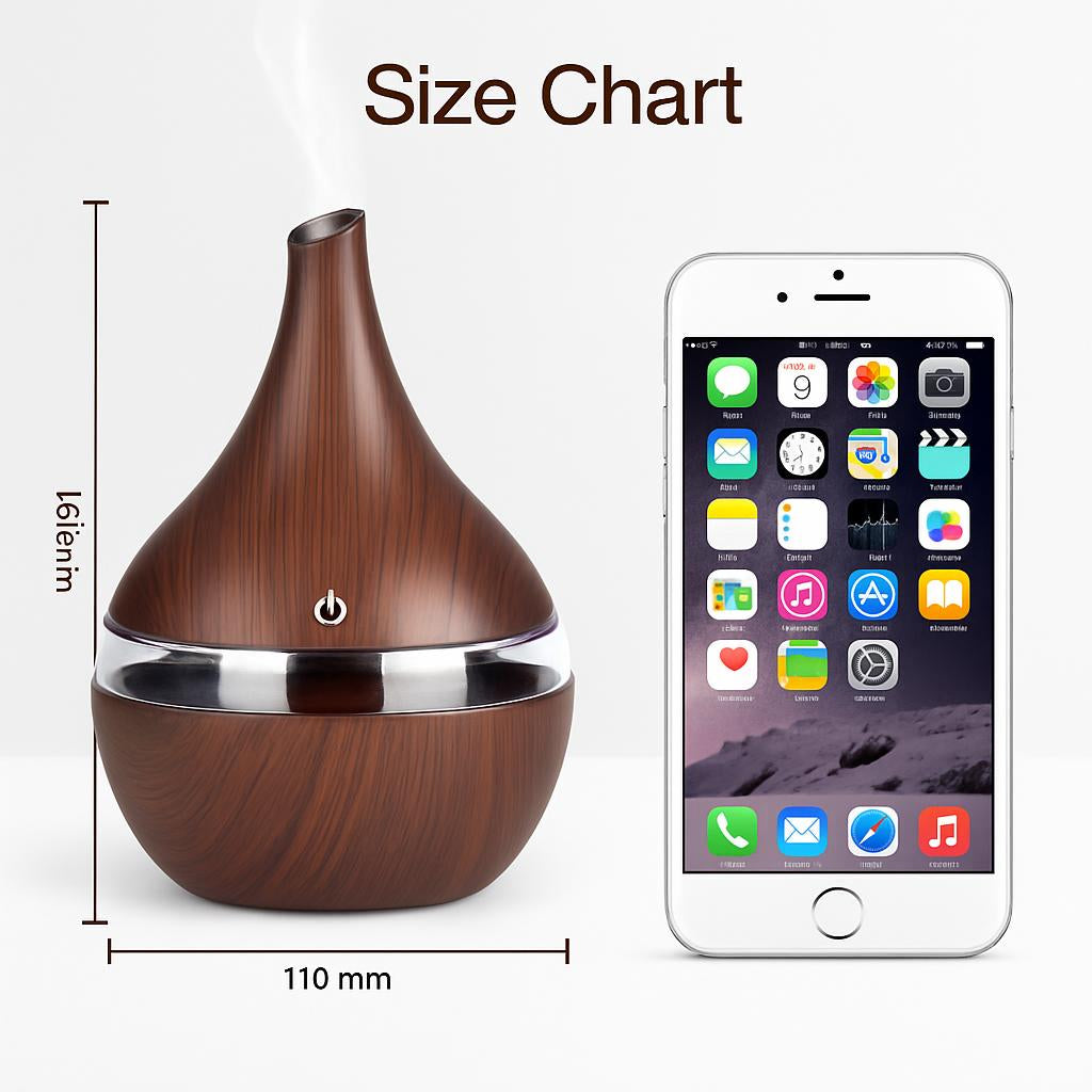 Ultrasonic Teardrop Essential Oil Diffuser with Wood Grain Finish