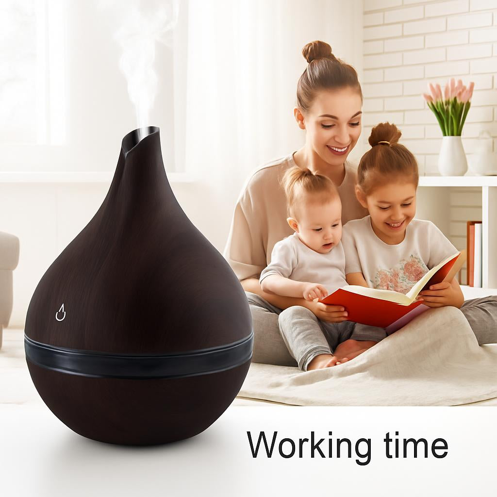 Ultrasonic Teardrop Essential Oil Diffuser with Wood Grain Finish