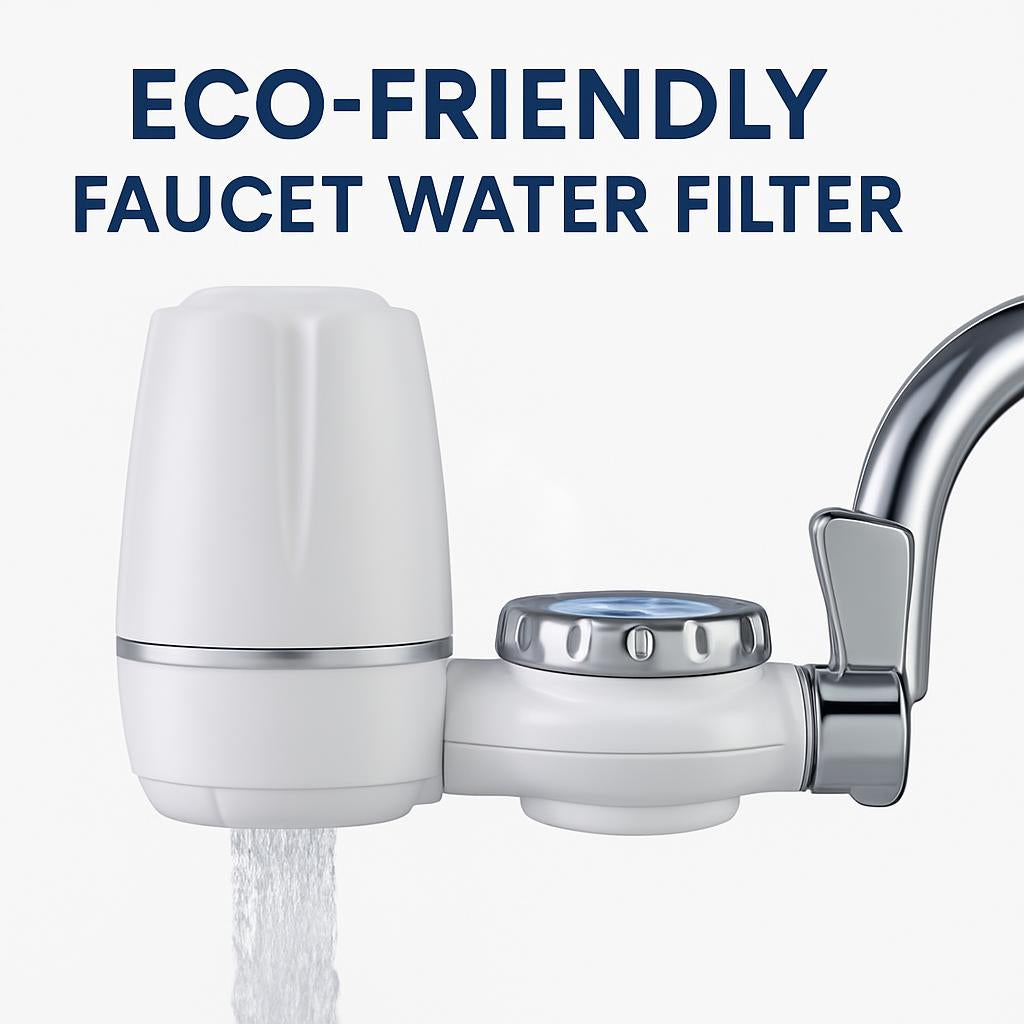 Eco-Friendly Faucet Water Filter with Chrome Accents