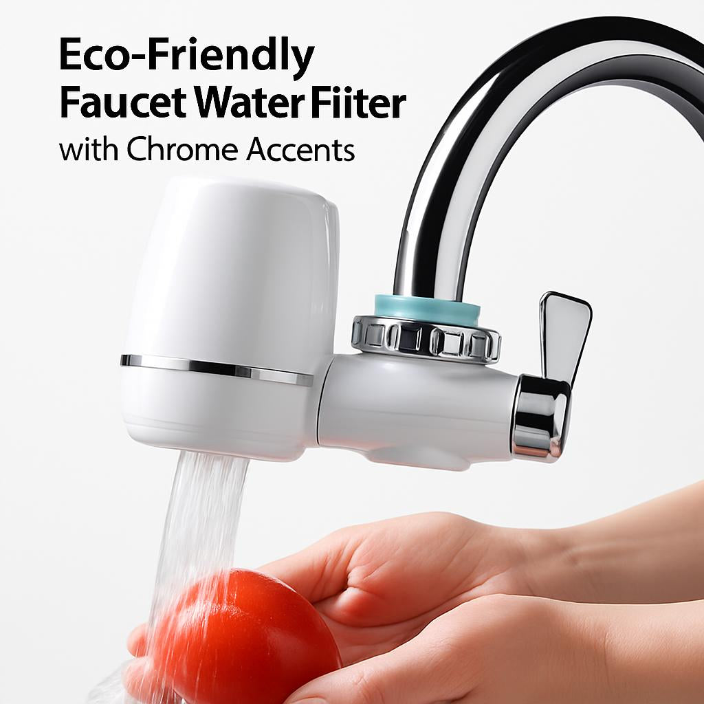 Eco-Friendly Faucet Water Filter with Chrome Accents