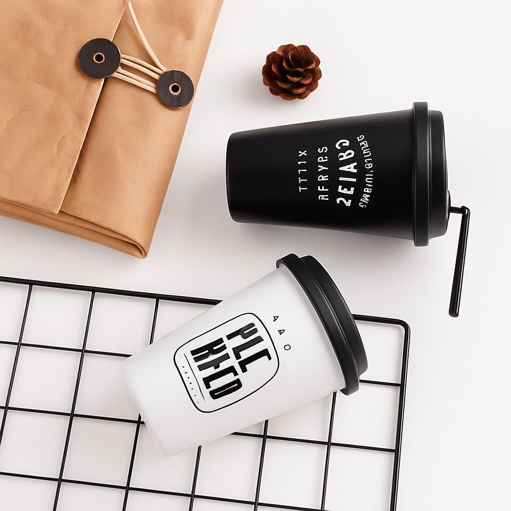 Eco-Friendly Stainless Steel Cups with Lids & Straws 350ml
