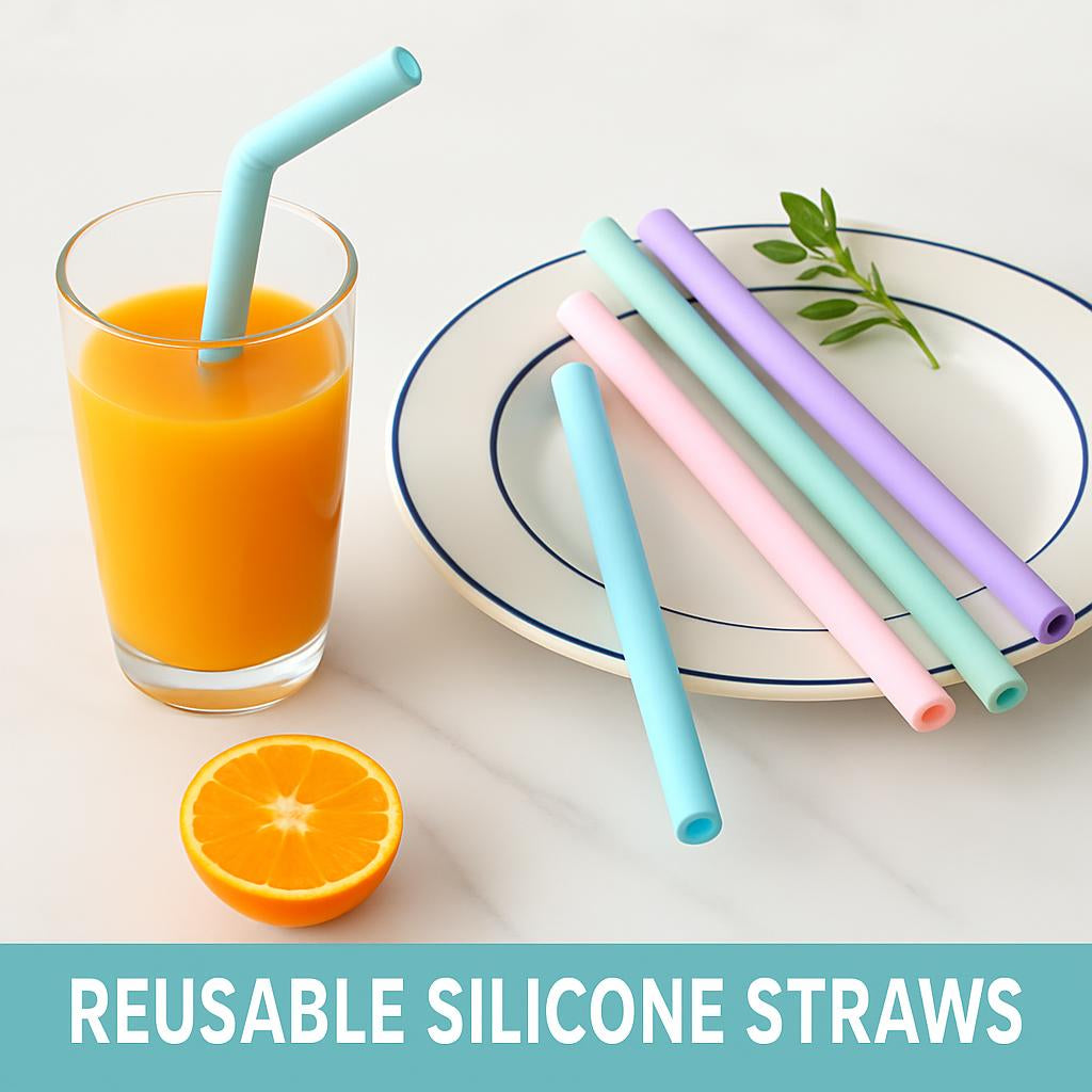 Eco-Friendly Silicone Folding Baby Bottles with Straw