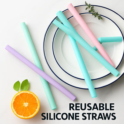 Eco-Friendly Silicone Folding Baby Bottles with Straw