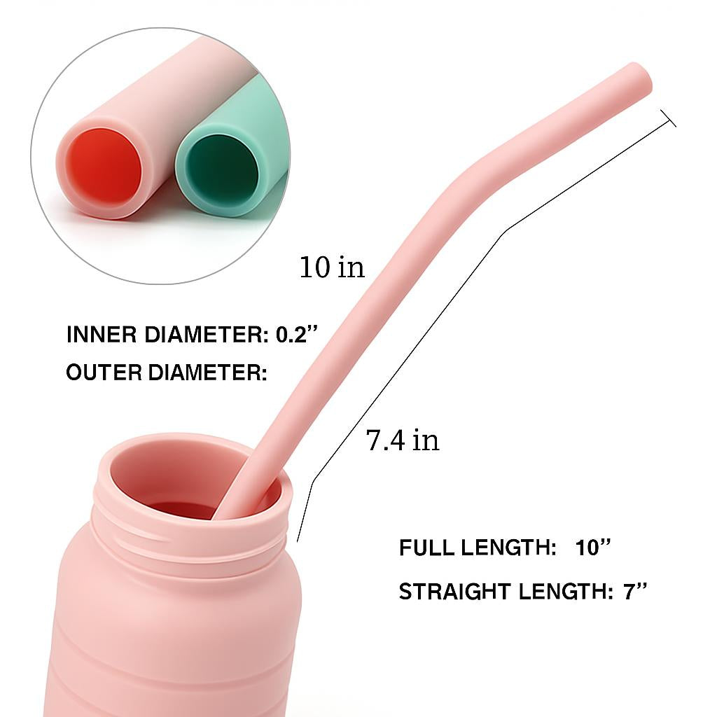 Eco-Friendly Silicone Folding Baby Bottles with Straw