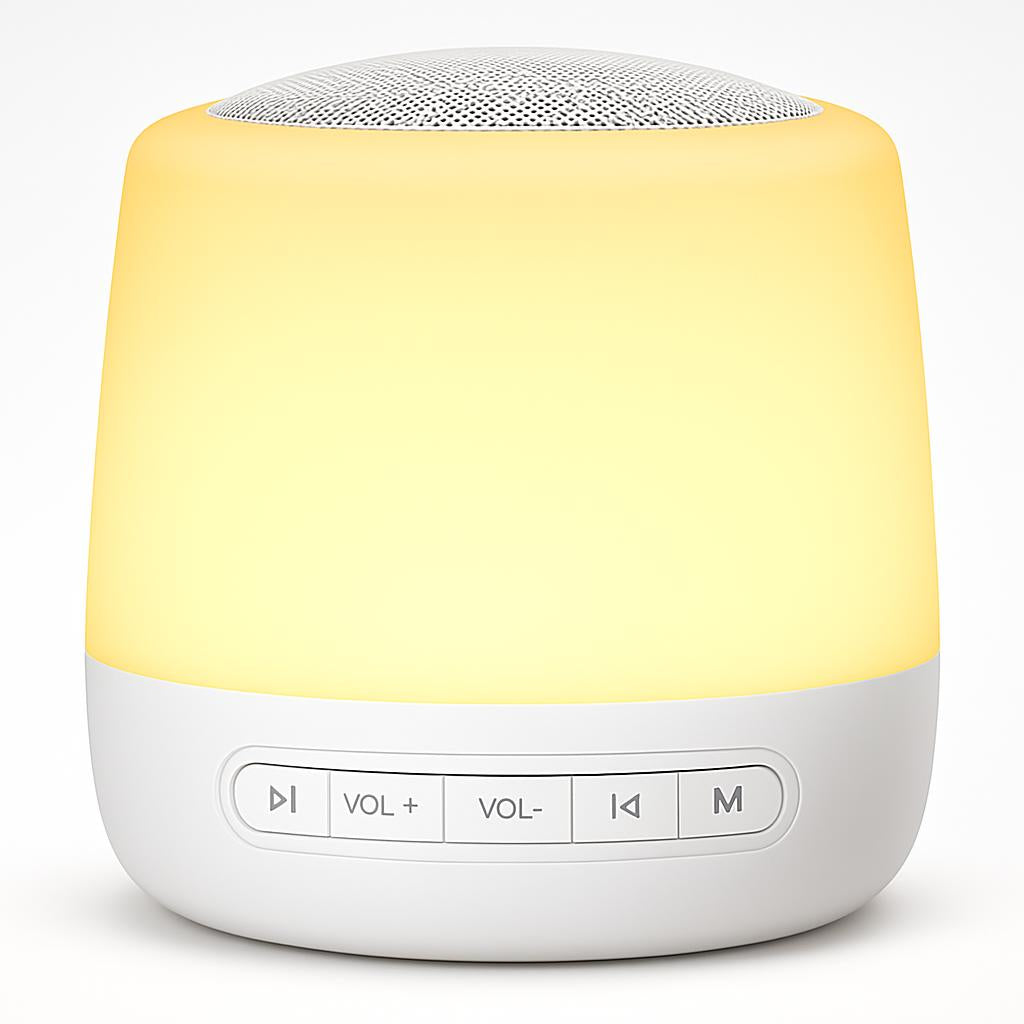 Portable Bluetooth Speaker with LED Light in White and Warm Yellow
