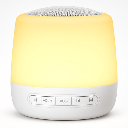 Portable Bluetooth Speaker with LED Light in White and Warm Yellow