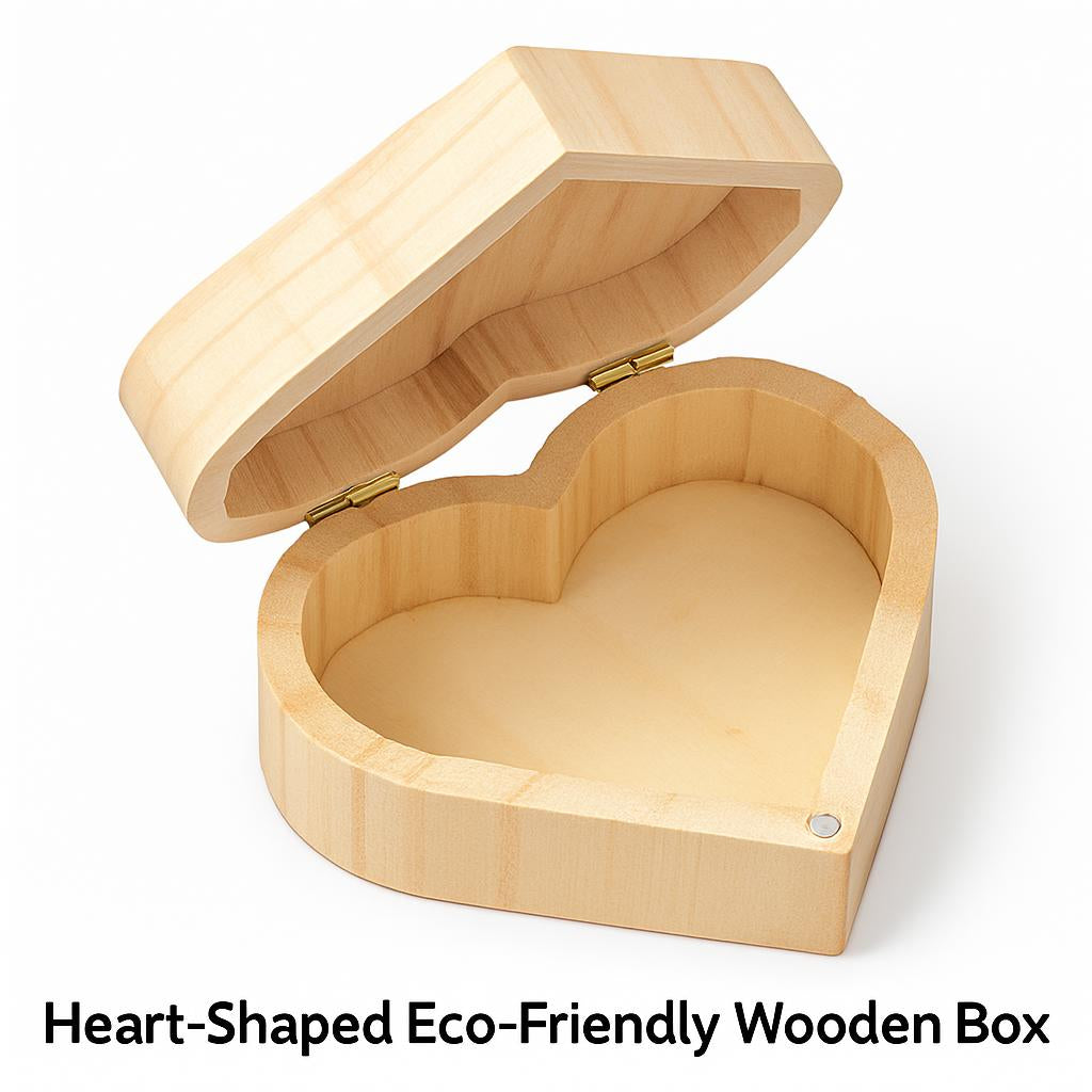 Heart-shaped wooden box made from natural wood