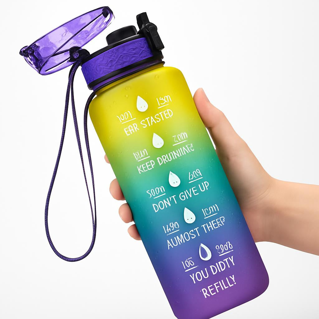 Hydration Time-Marker Water Bottle - Eco-Friendly & BPA-Free