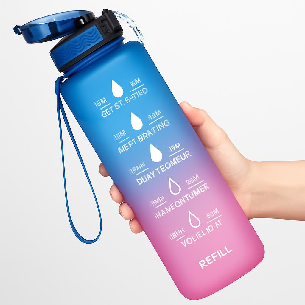 Hydration Time-Marker Water Bottle - Eco-Friendly & BPA-Free
