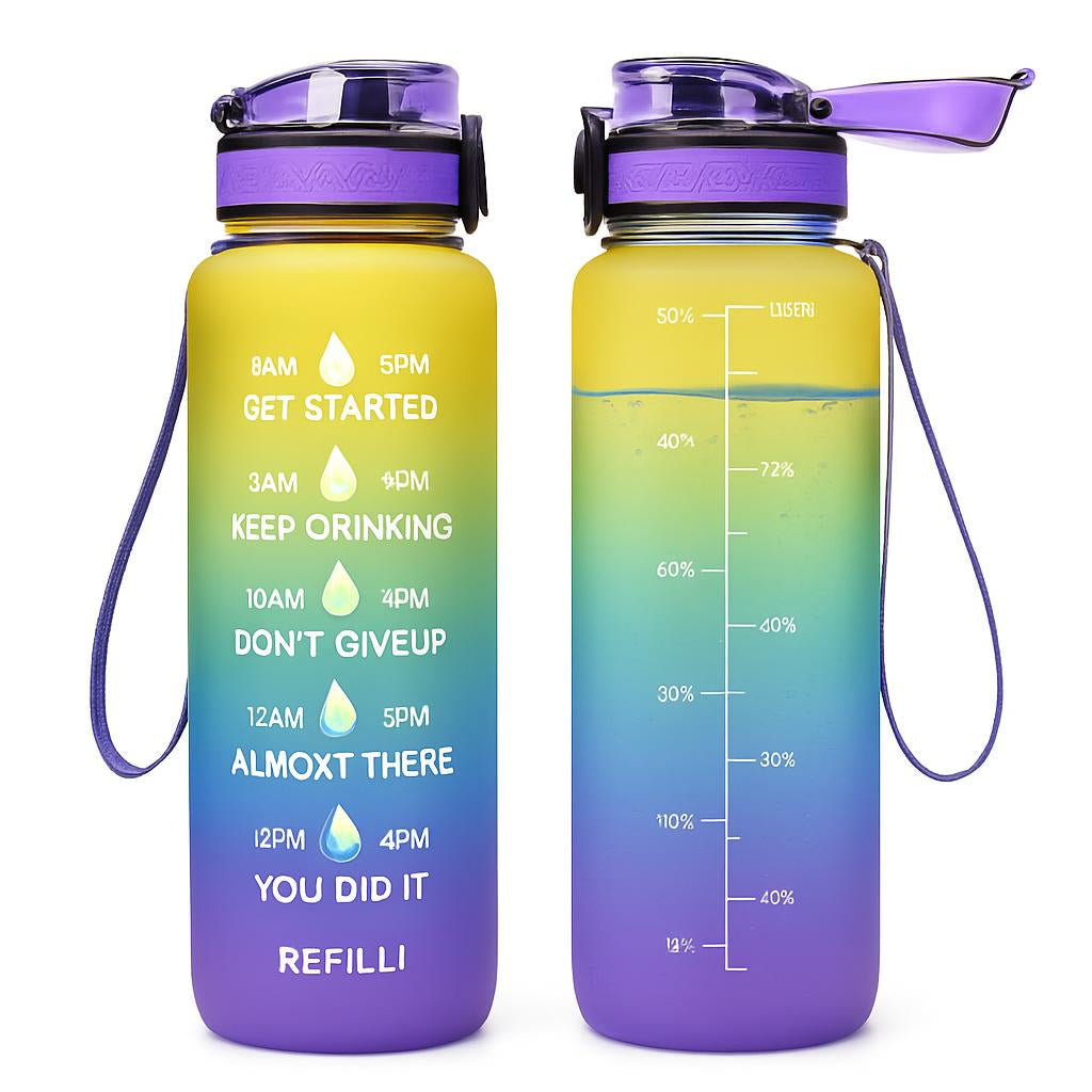 Hydration Time-Marker Water Bottle - Eco-Friendly & BPA-Free