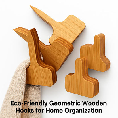 Geometric Wooden Hooks for Eco-Friendly Home Organization