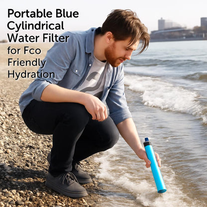 Portable Blue Cylindrical Water Filter