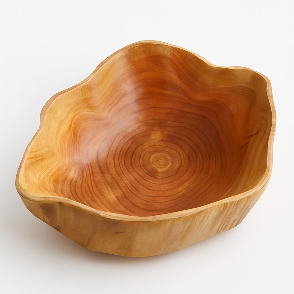 Eco-Friendly Organic Wooden Bowl with Natural Wood Tones