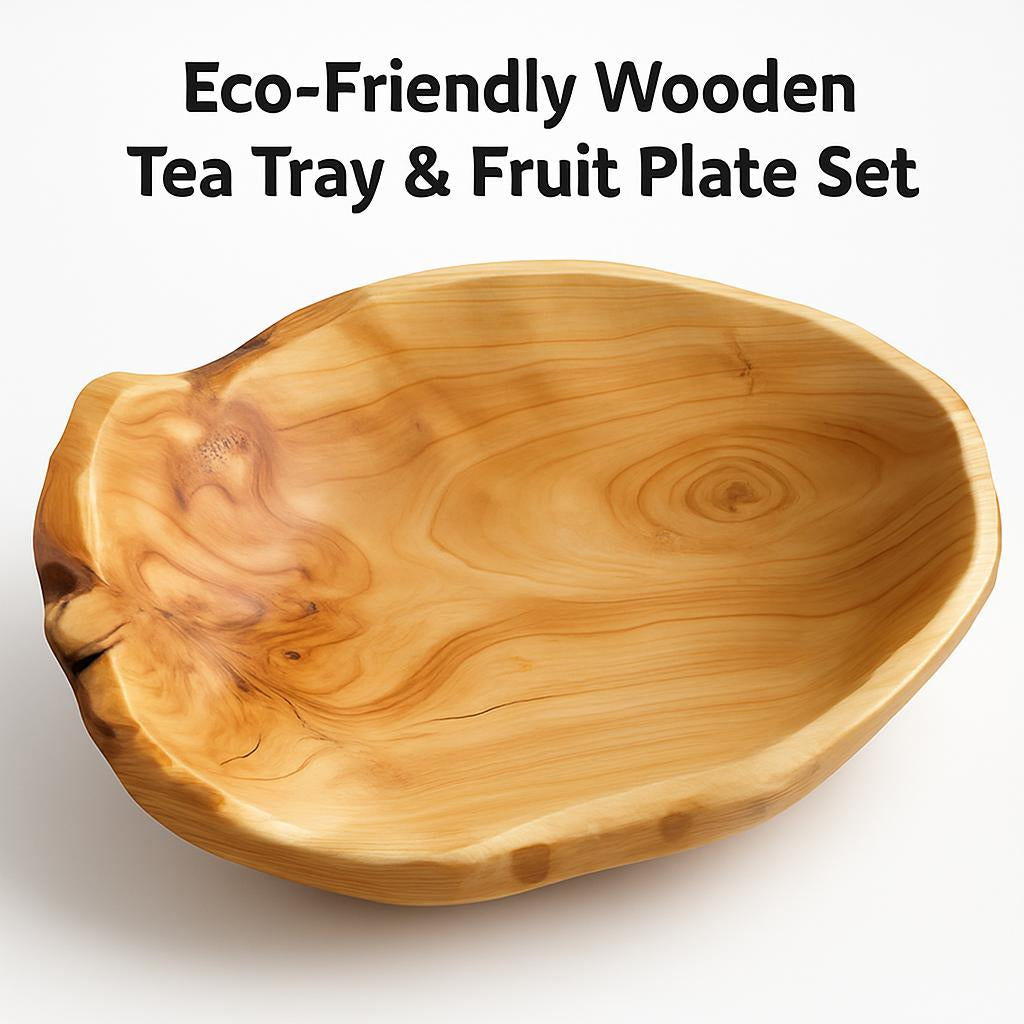 Eco-Friendly Wooden Tea Tray & Fruit Plate Set