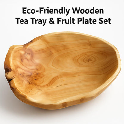 Eco-Friendly Wooden Tea Tray & Fruit Plate Set