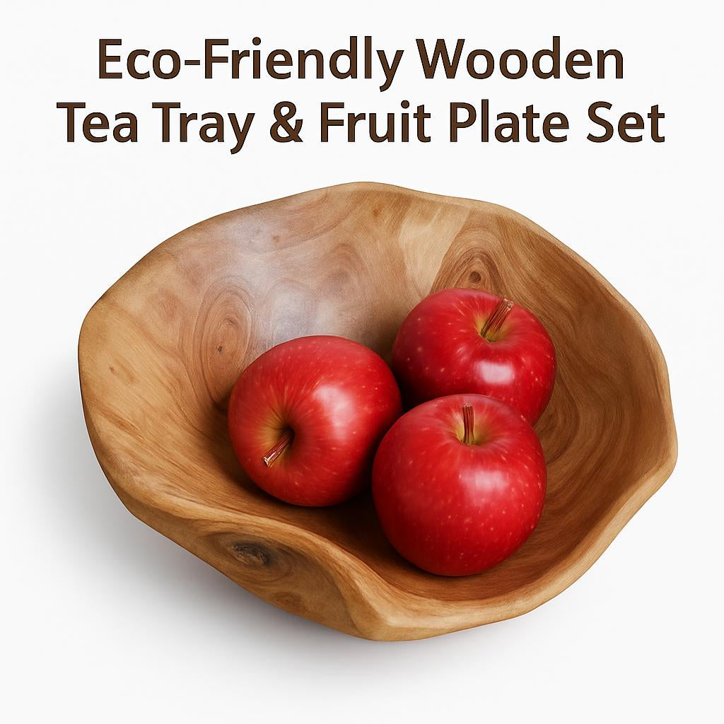 Eco-Friendly Wooden Tea Tray & Fruit Plate Set