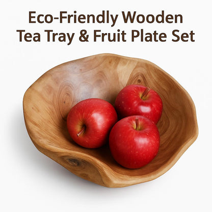Eco-Friendly Wooden Tea Tray & Fruit Plate Set