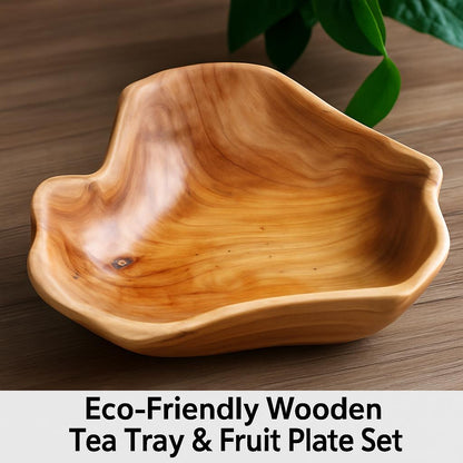 Eco-Friendly Wooden Tea Tray & Fruit Plate Set
