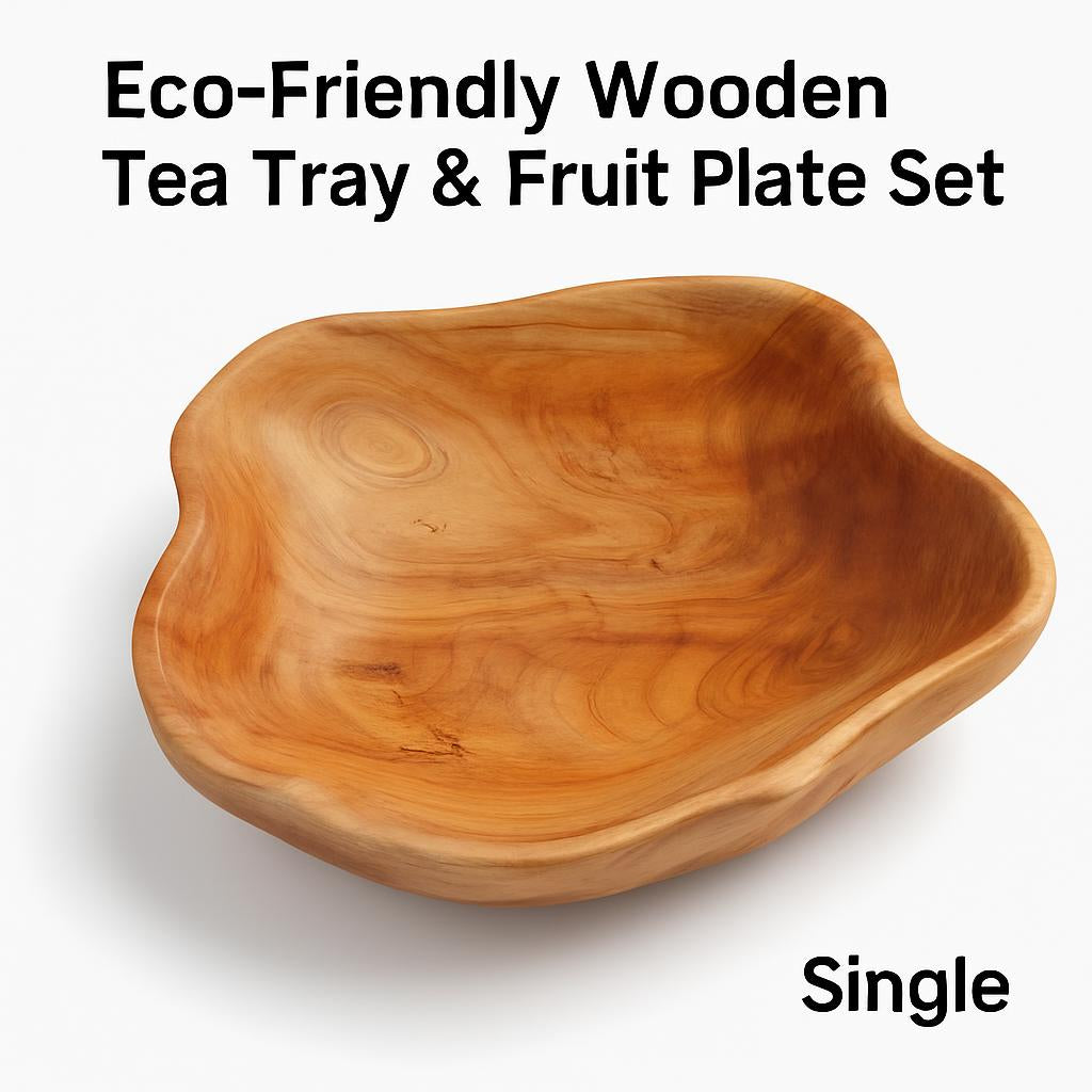 Eco-Friendly Wooden Tea Tray & Fruit Plate Set