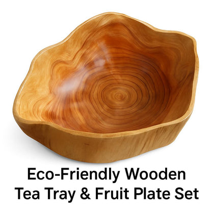 Eco-Friendly Wooden Tea Tray & Fruit Plate Set