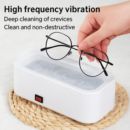 Ultrasonic Eyeglasses Cleaner in White, Rectangular Shape