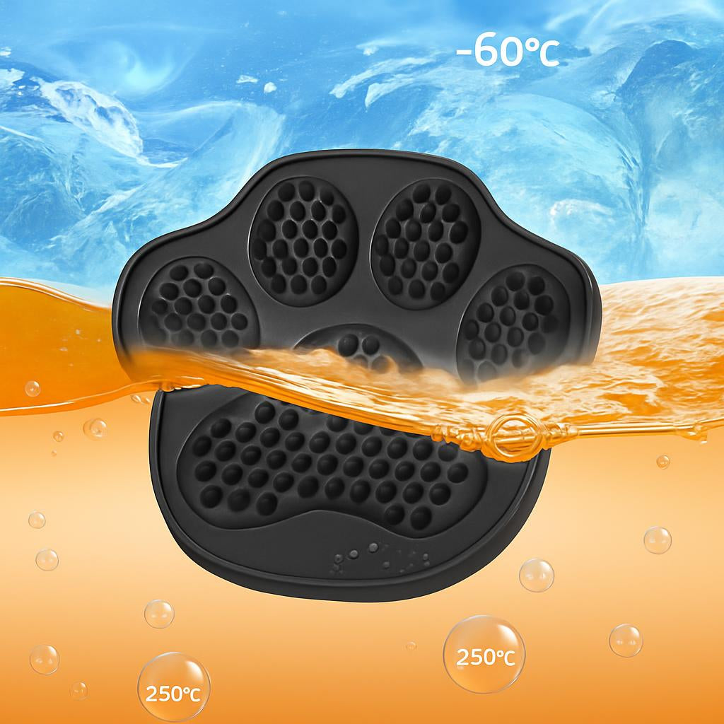 Black heat-resistant silicone kitchen mat with rounded edges
