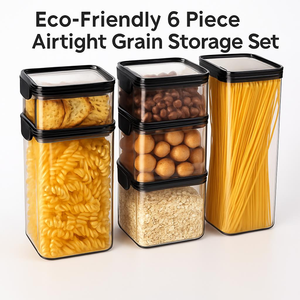 Eco-Friendly Stackable Storage Containers with Transparent Design and Black Lids