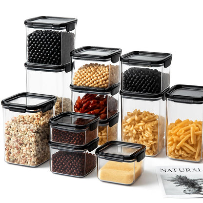 Eco-Friendly Stackable Storage Containers with Black Lids