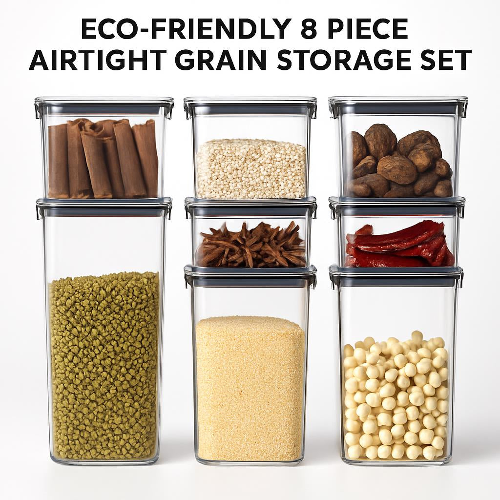 Eco-Friendly 8 Piece Airtight Grain Storage Set