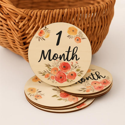 Eco-Friendly Wooden Flower Milestone Photo Prop Disc
