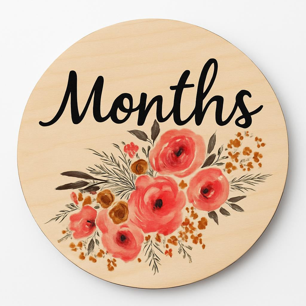 Eco-Friendly Wooden Flower Milestone Photo Prop Disc
