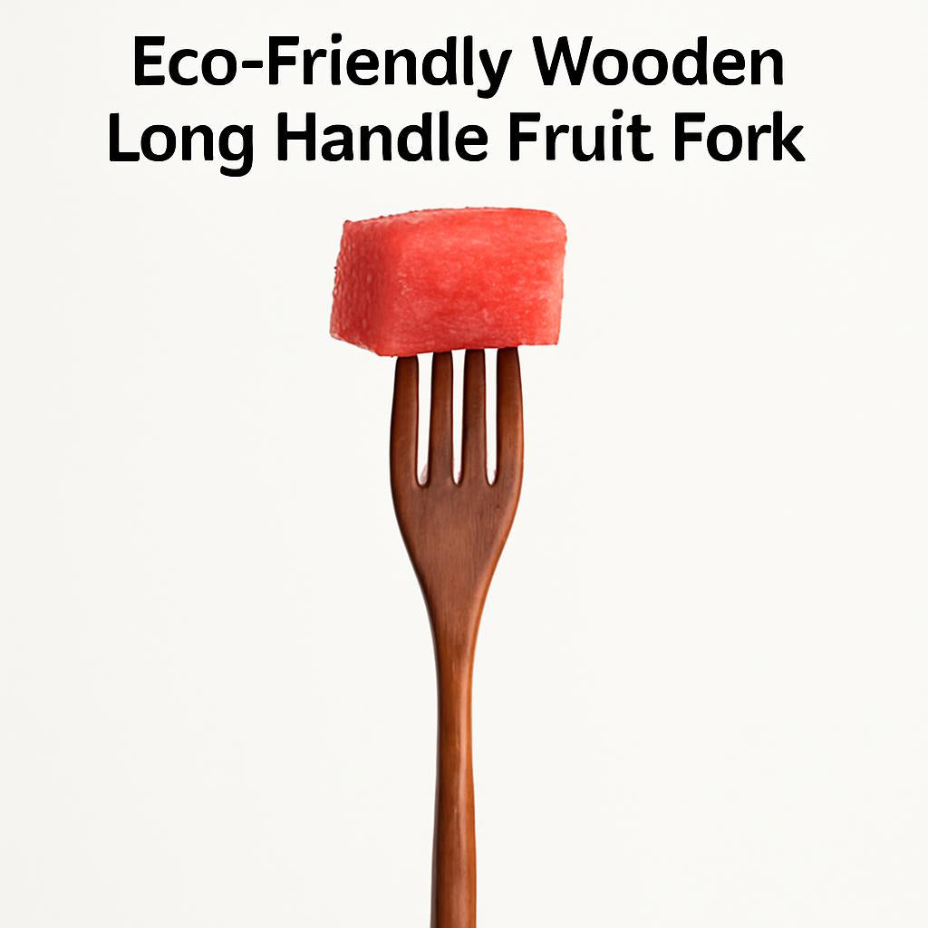 Eco-Friendly Wooden Long Handle Fruit Fork