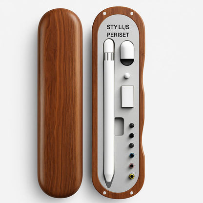 Eco-Friendly Walnut Storage Box for iPad & Stylus