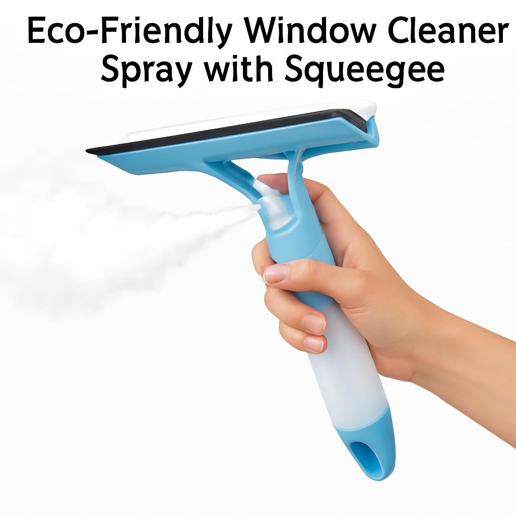 Eco-Friendly Spray Window Cleaner with Squeegee in Blue and White