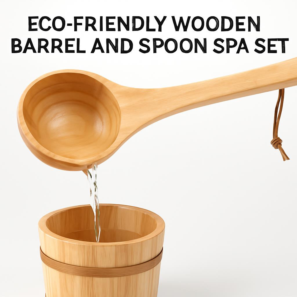 Eco-Friendly Wooden Barrel and Spoon Spa Set