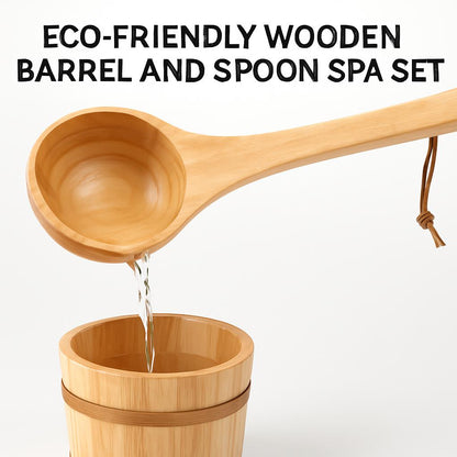 Eco-Friendly Wooden Barrel and Spoon Spa Set