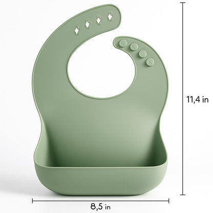 Eco-Friendly Silicone Baby Bibs with Catch Pocket