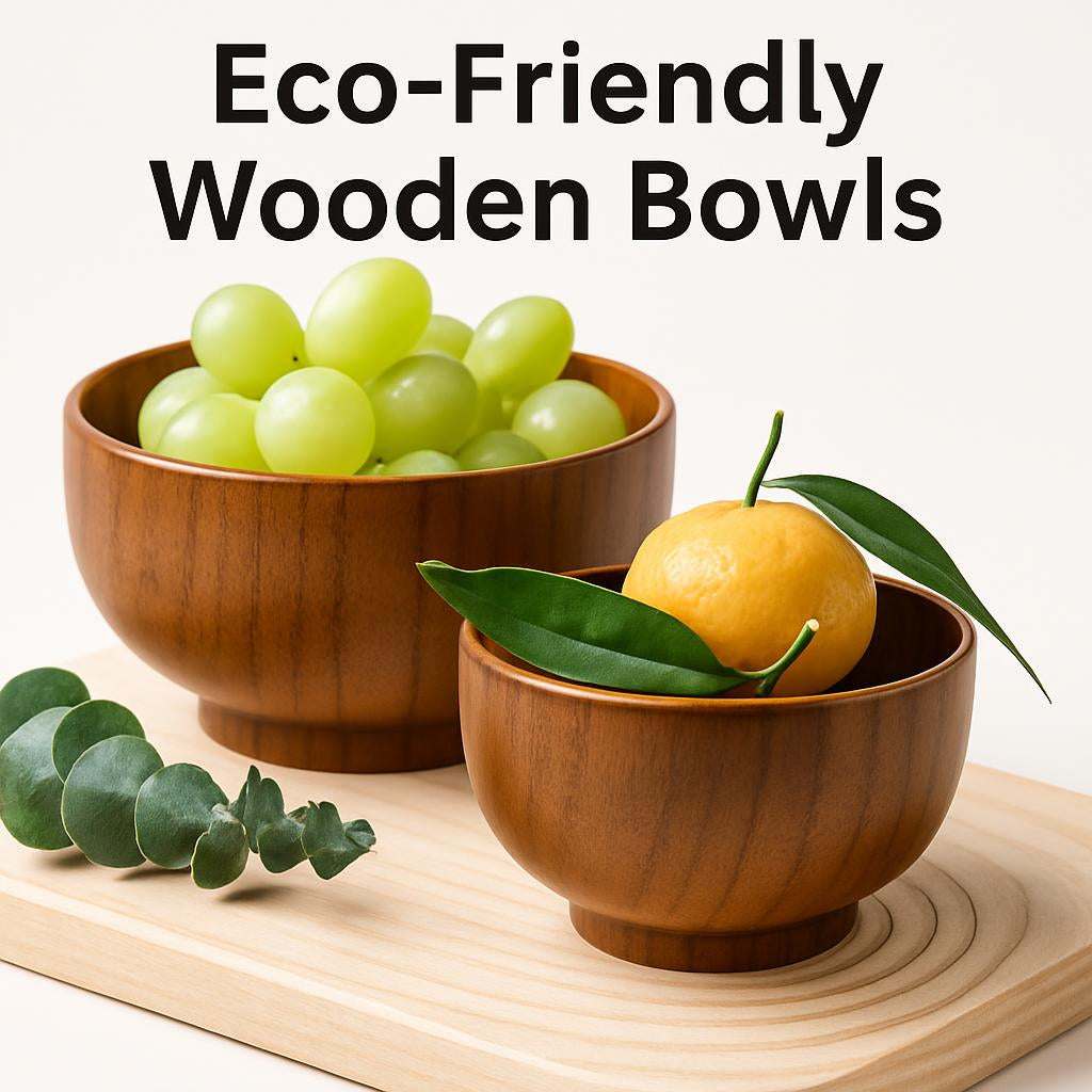 Eco-Friendly Wooden Bowls in Natural Wood Tone