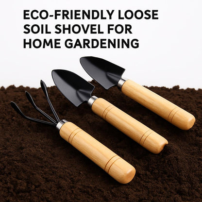 Eco-Friendly Gardening Tool Set with Metal Heads and Wooden Handles