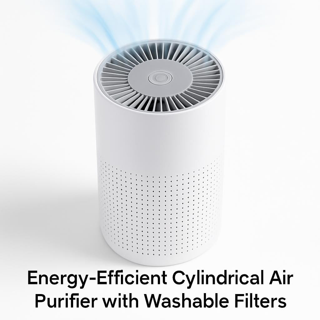 Energy-Efficient Cylindrical Air Purifier with Washable Filters