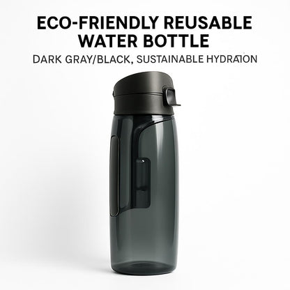 Eco-Friendly Reusable Water Bottle in Dark Gray/Black