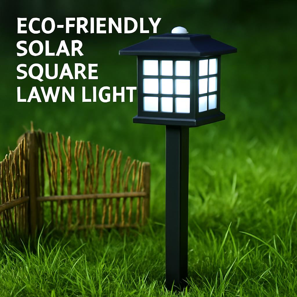 Solar-Powered Lantern-Style Garden Light with Black Frame and White Light