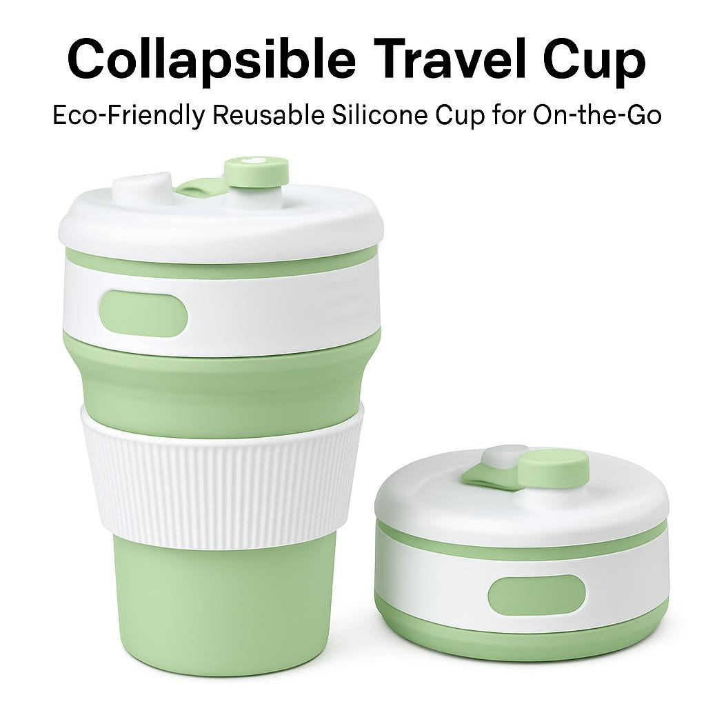 Collapsible Travel Cup - Eco-Friendly Reusable Silicone Cup for On-the-Go