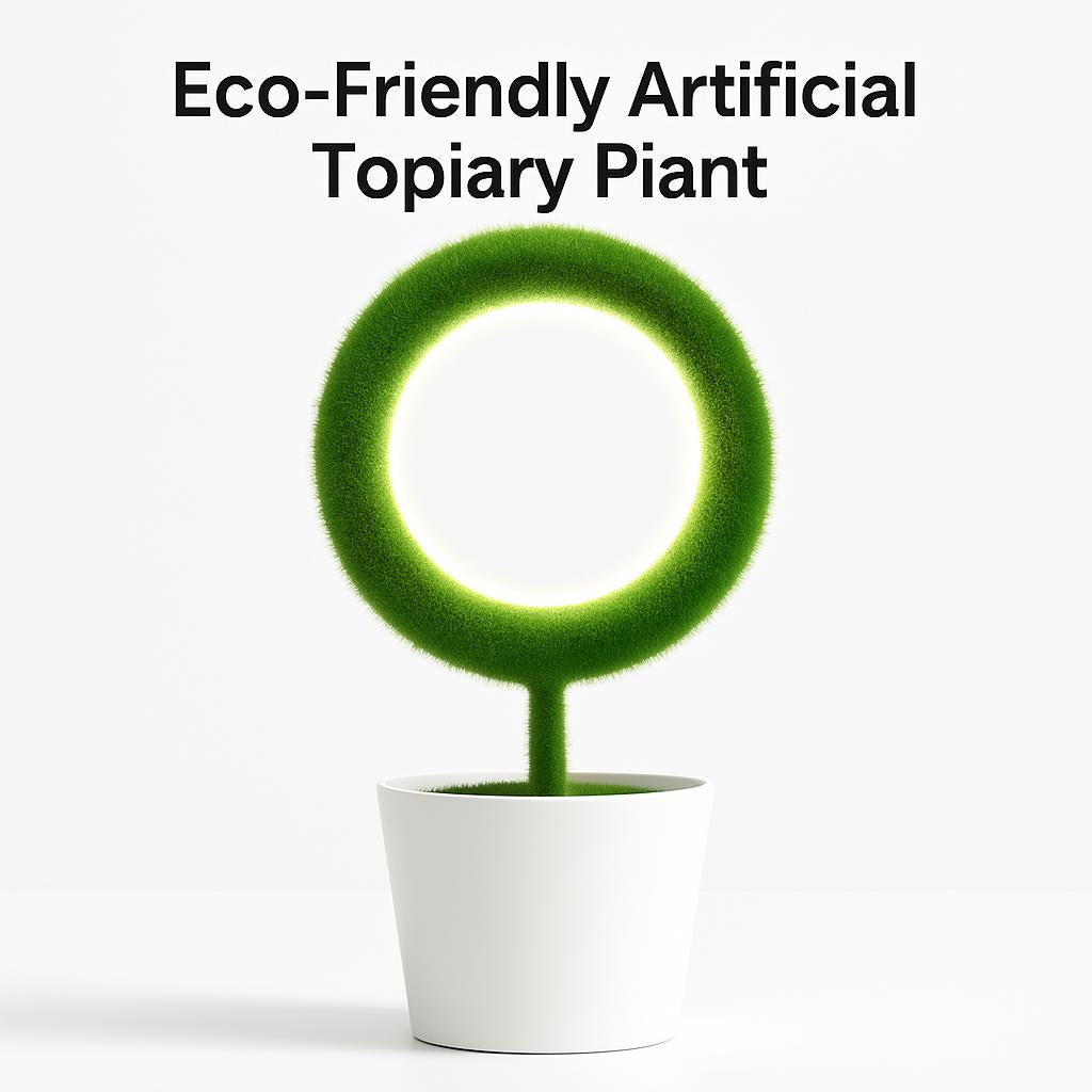Eco-Friendly Artificial Topiary Plant in White Pot