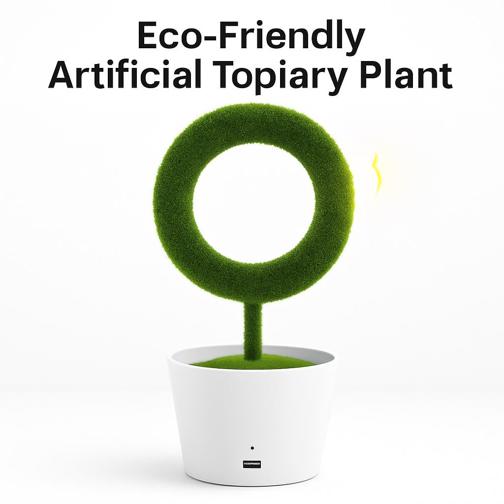 Eco-Friendly Artificial Topiary Plant in White Pot