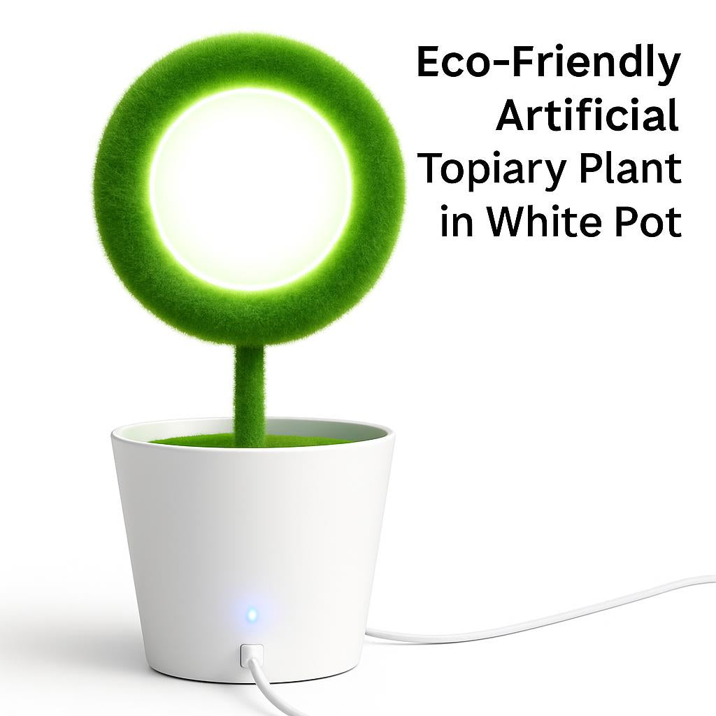 Eco-Friendly Artificial Topiary Plant in White Pot