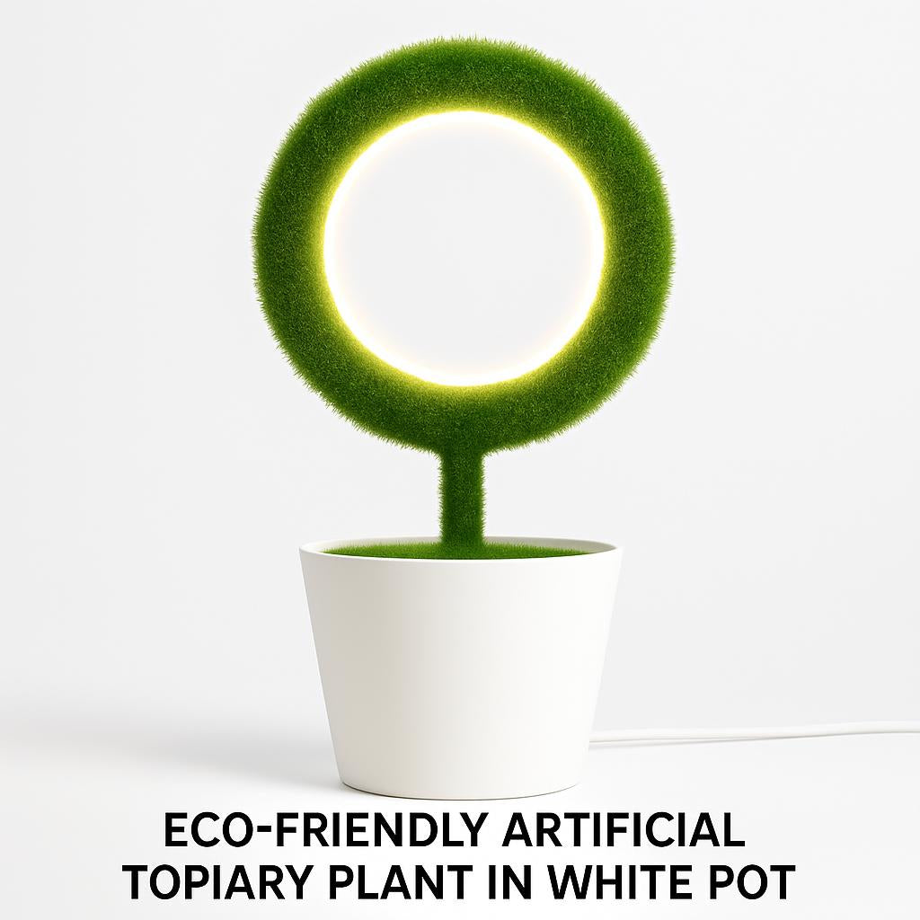 Eco-Friendly Artificial Topiary Plant in White Pot