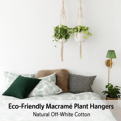 Eco-Friendly Macramé Plant Hangers - Natural Off-White Cotton