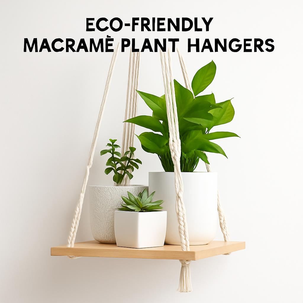 Eco-Friendly Macramé Plant Hangers - Natural Off-White Cotton